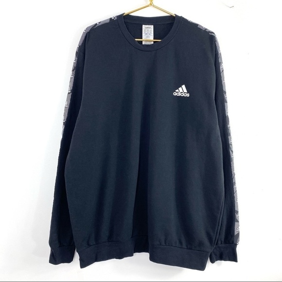 Adidas Essential Logo Tape Sleeves Sweatshirt in Black - Picture 3 of 7